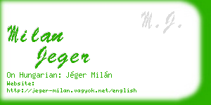 milan jeger business card